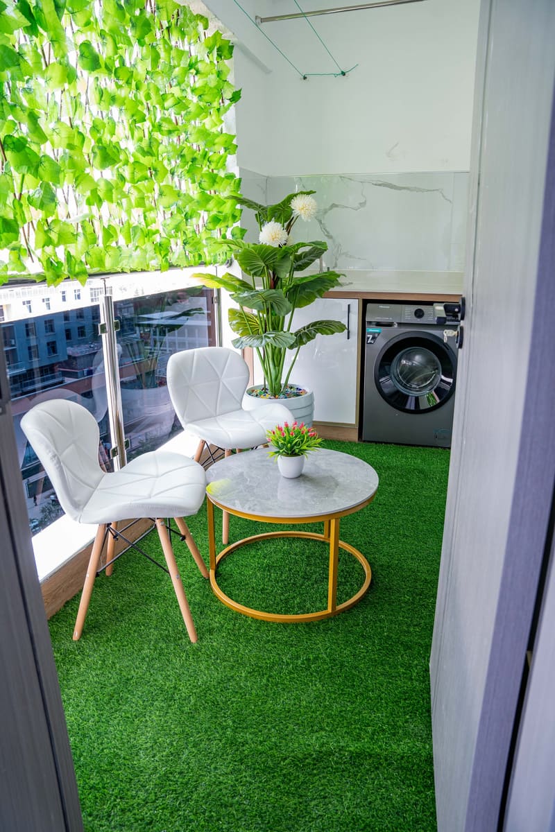 Balcony with the washing machine
