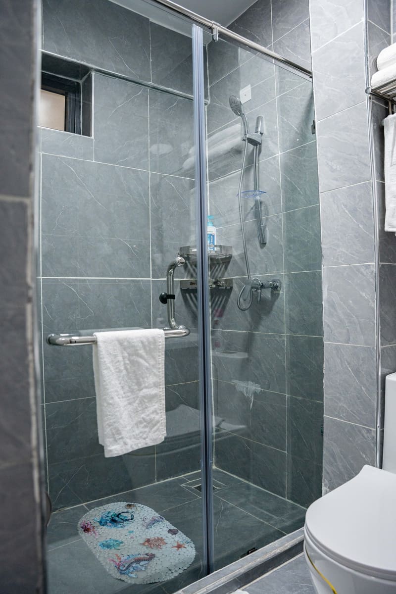Bathroom with a glass shower